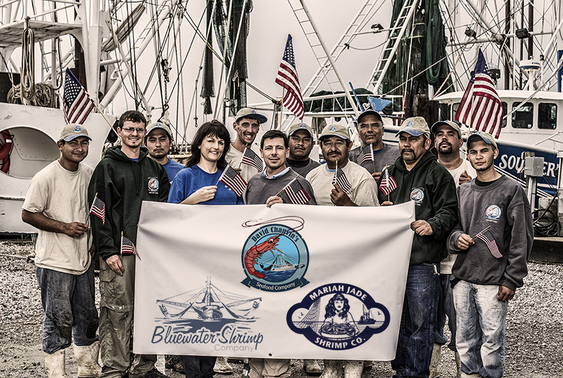 A photograph of the Bluewater Shrimp Company team.