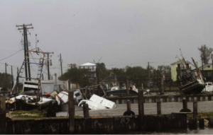 Hurricane Irma and Harvey Aftermath on a boat harbor