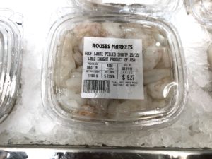 A box of labeled wild-caught Gulf shrimp.
