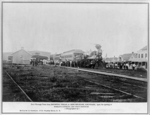First through train from Houston, Texas, to New Orleans, Louisiana, upon the opening of Morgan’s Louisiana and Texas Railroad (1880).