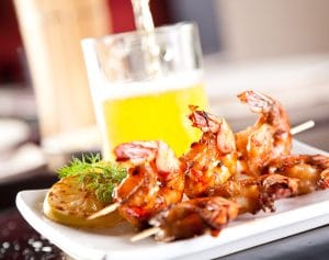 A plate of barbecue shrimp.