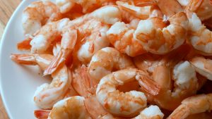 A plate of giant shrimp.