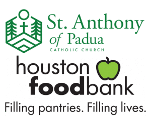 The logo for St. Anthony of Padua Catholic Church and Houston Food Bank.