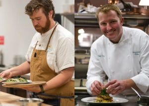 A side-by-side photo of Chef Austin Sumrall and Chef Tory McPhail.